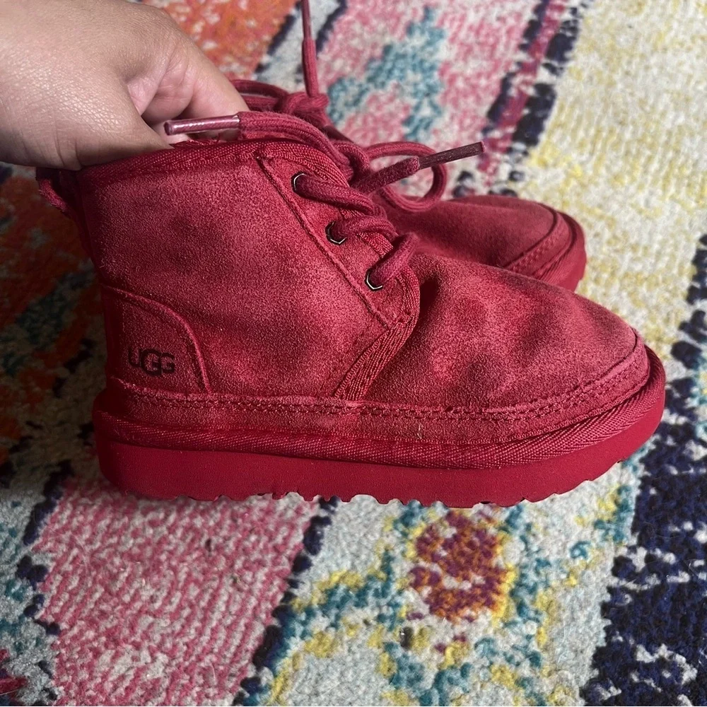 UGG Neumel II Toddler Boys Red Suede Boots Size 10